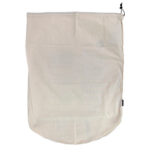 front view of a branded sack made from organic cotton used for storing and organizing your products