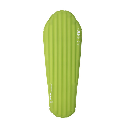 front view of a green lightweight, comfortable, packable sleeping pad used for outdoor adventures